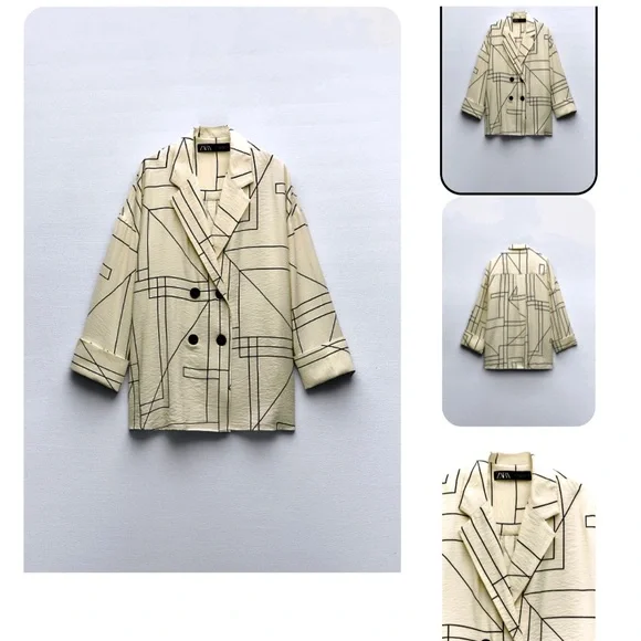 ZARA GEOMETRIC PRINT BLAZER - Picture 6 of 11